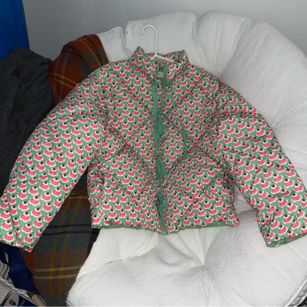 Lisa Says Gah Kids Green and Pink Patterned Puffer Jacket